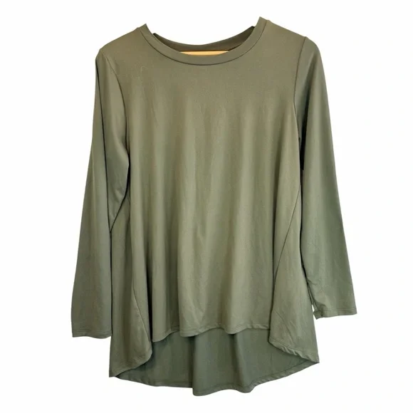 Bobeau Olive Green Long Sleeve Swing Top L - Picture 3 of 5